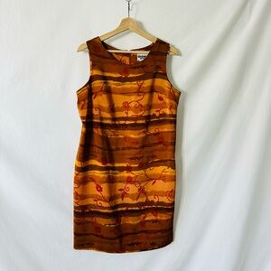 Vintage 90s Studio 1 Petites Brown and Yellow / Marigold Minidress